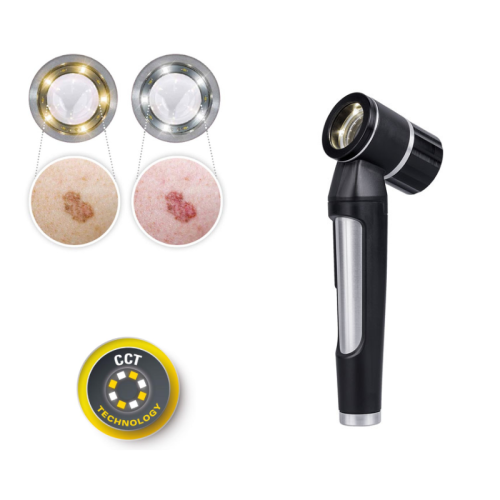 Dermatoskop Luxamed LuxaScope CCT LED – dwie barwy światła, gładka płytka kontaktowa, czarny.png